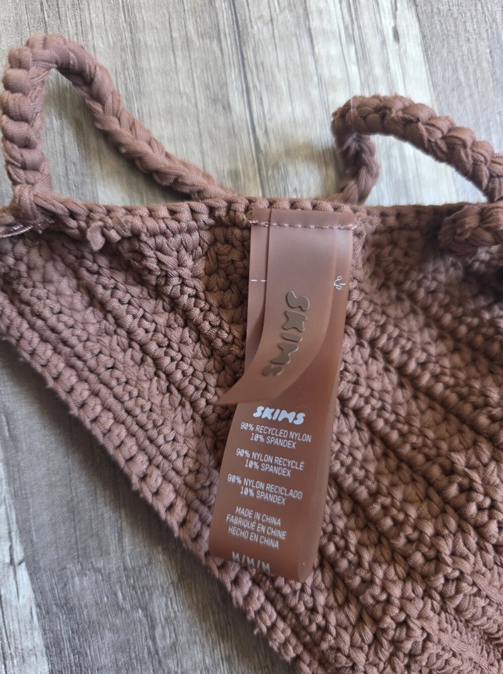 SKIMS Brown Crochet Bikini Top and Bottom Set - Picture 3 of 9